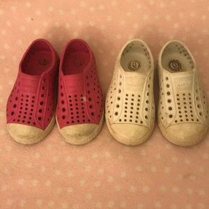 Two pairs size six natives (white and pink)